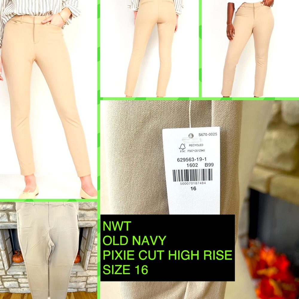 NWT OLD NAVY HIGH RISE PIXIE CUT PANT SIZE 16